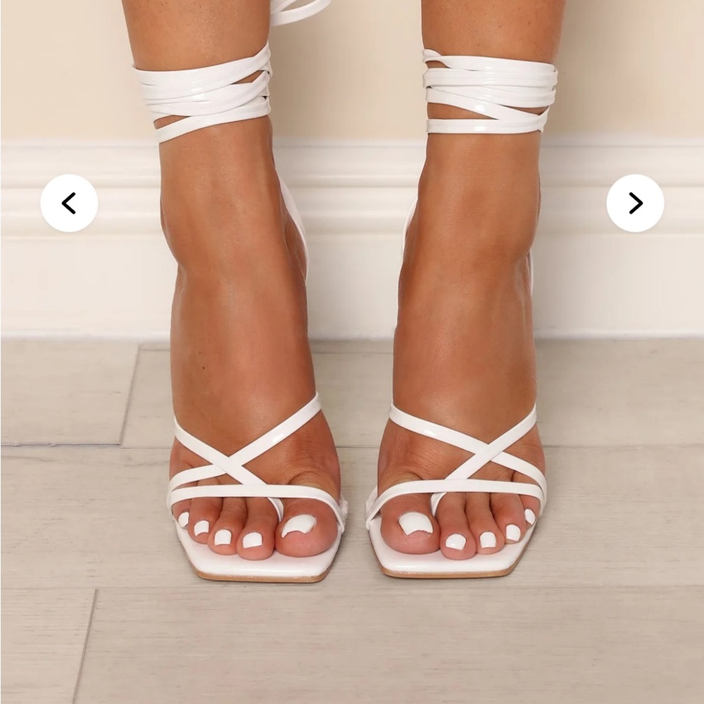 Fashion Nova Elegant White Strappy Heels